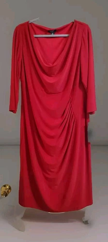 NWT Chaps Ralph Lauren  Pleated  3/4 Sleeve Red Dress Size 16W