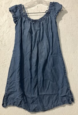 Cloth & Stone XS Denim Blue Chambray Off the Shoulder Shift Dress