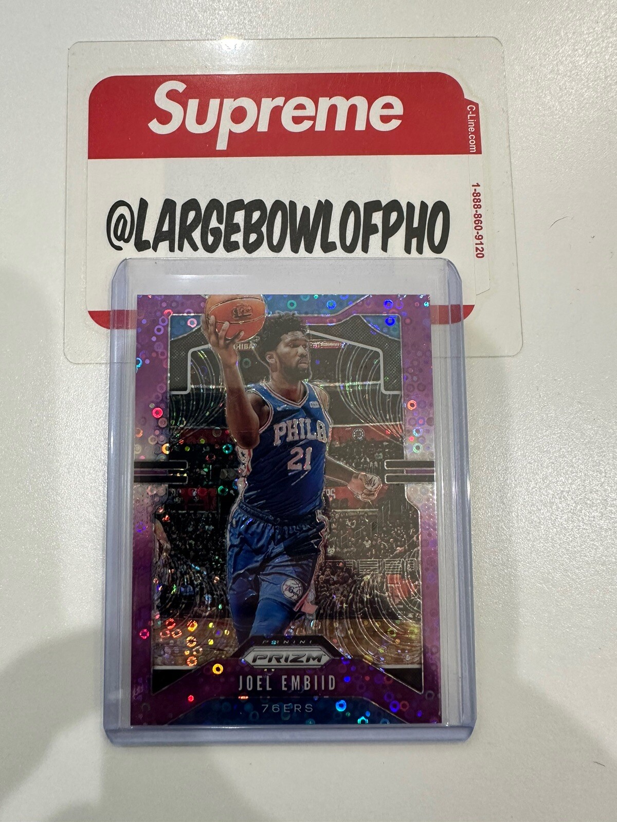 Joel Embiid 2019-2020 Panini Prizm #73 Fast Break Purple Disco /75 NBA 76ers