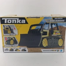 Tonka Classics Bulldozer with Real Steel, Play Vehicle Toys for Kids Boys Girls