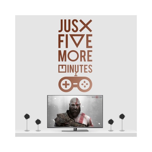 Just Five More Minutes Gamers Quote Wall Sticker Man Cave Room Home Art Vinyl L - Picture 160 of 161