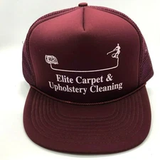 Elite Carpet & Upholstery Cleaning CAP HAT Burgundy Mobile Cleaner Roped Mesh