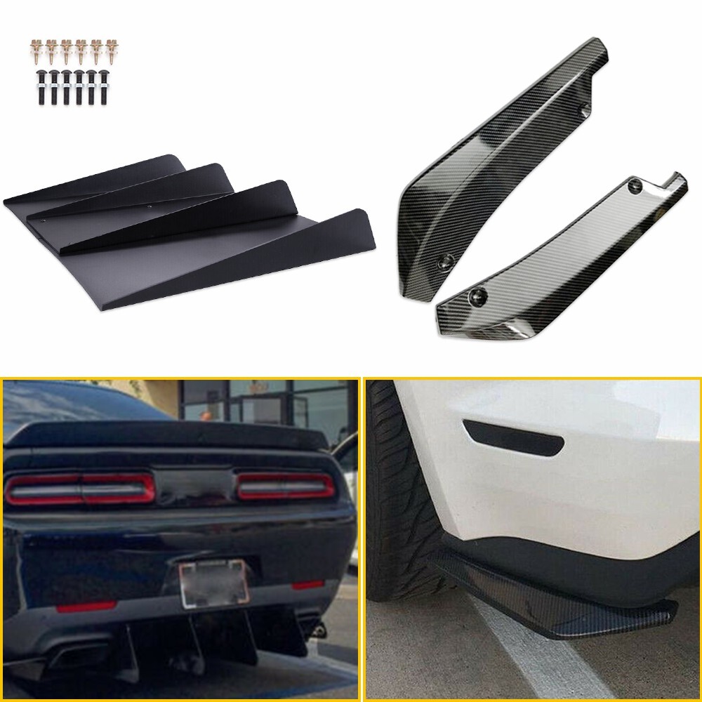 Shark fin rear bumper diffuser with carbon fiber spat