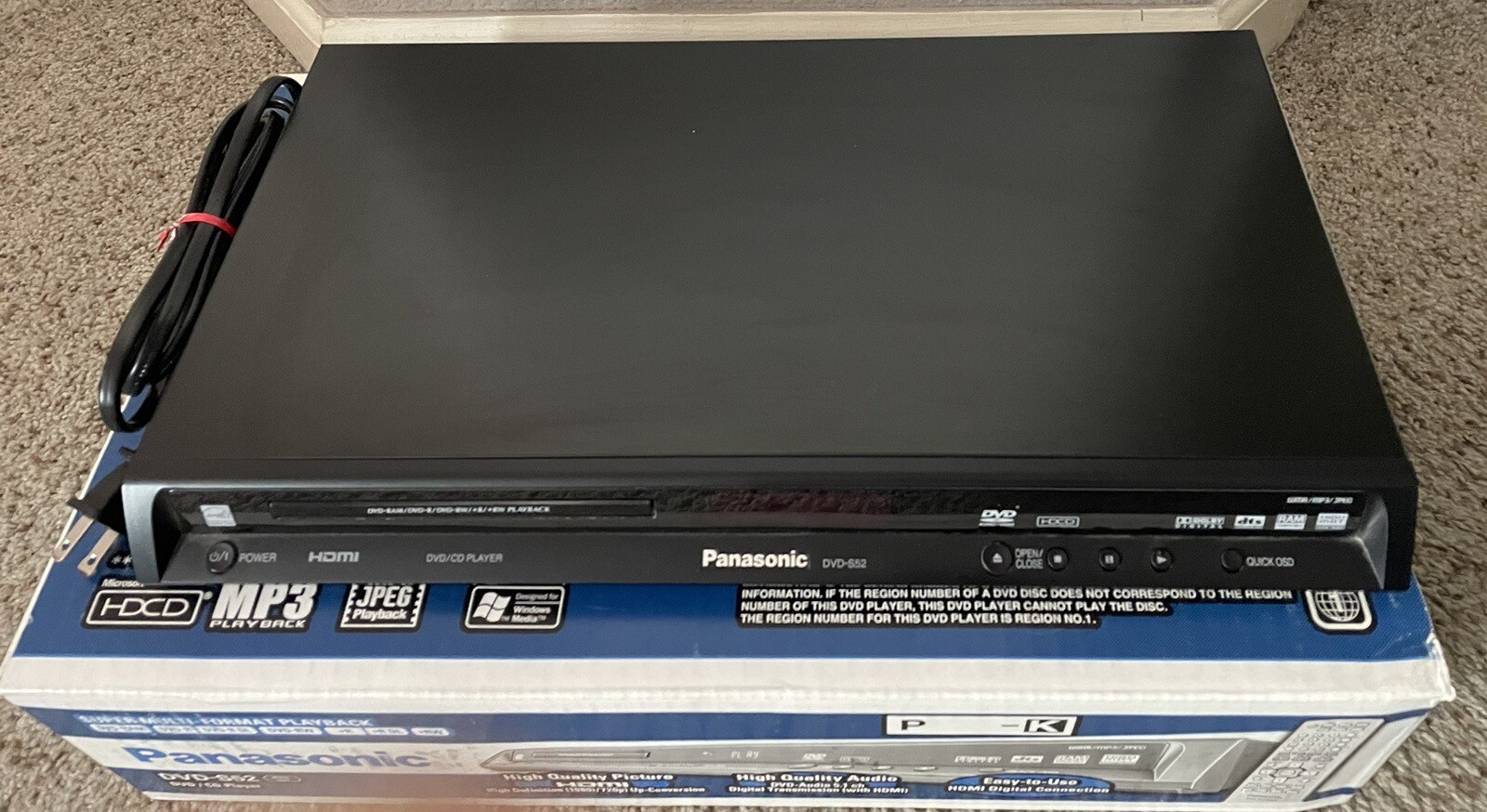 Panasonic DVDS52 DVD/CD Player With HDMI Port In Original Box eBay