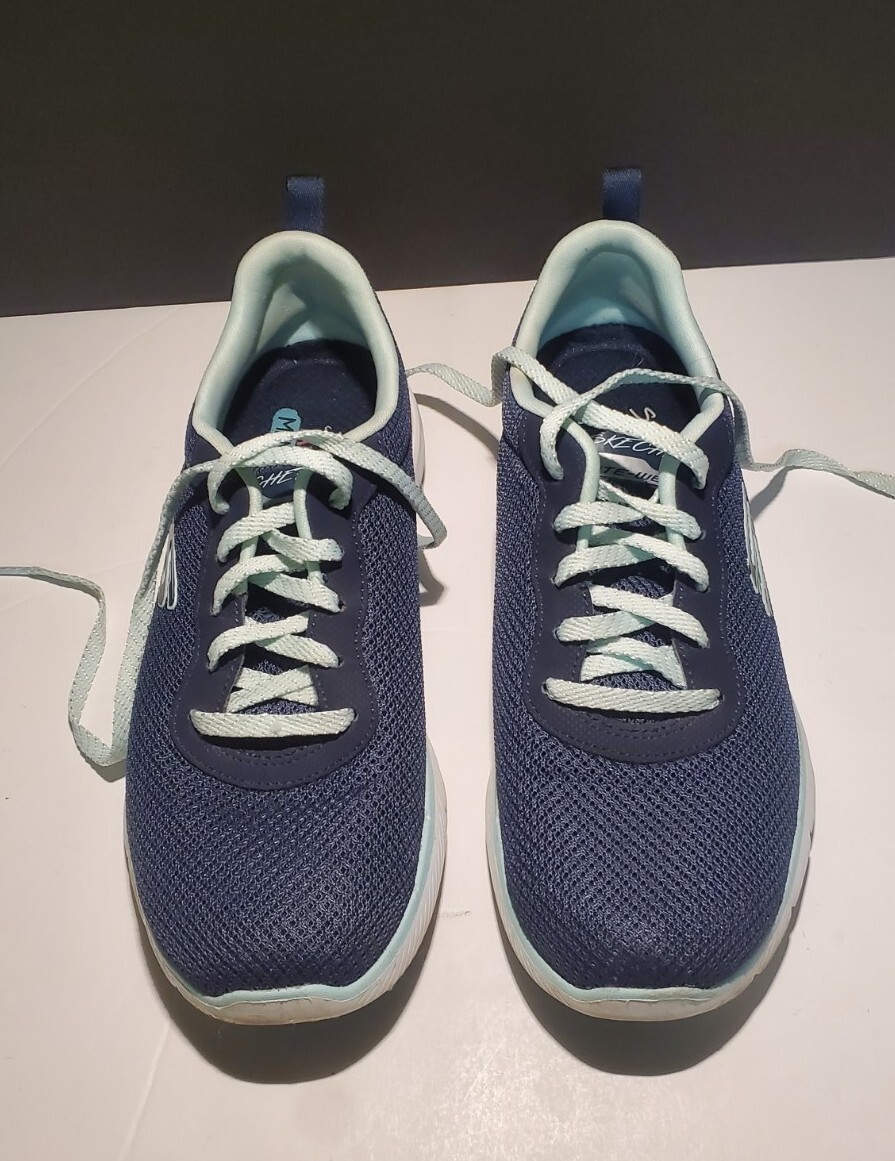 Skechers Lite-Weight Navy Sneakers Womens Air Cooled Memory Foam