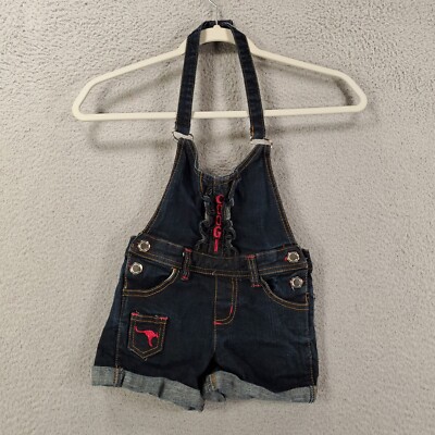 Coogie Shortalls Infant Bib Shorts Denim Baby Spellout Girls Blue