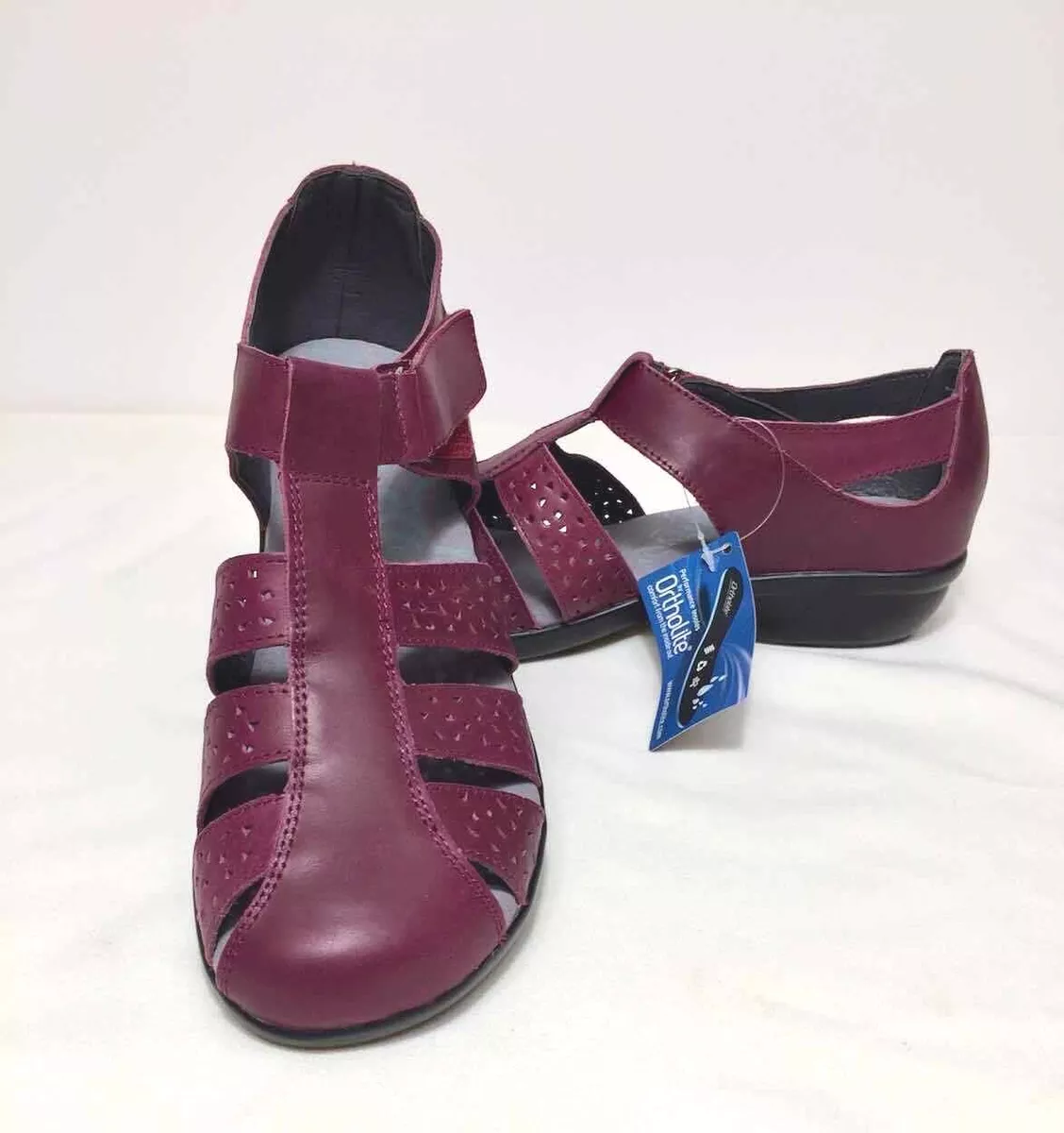 Women s Propet LeatherFisherman Sandals Plum Sz 8 1 2 AA NIB eBay