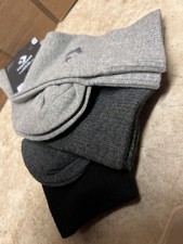 NEW Converse Flat Knit Crew 3 Pack Socks Grey, Charcoal, Black - Mens Size 9-11