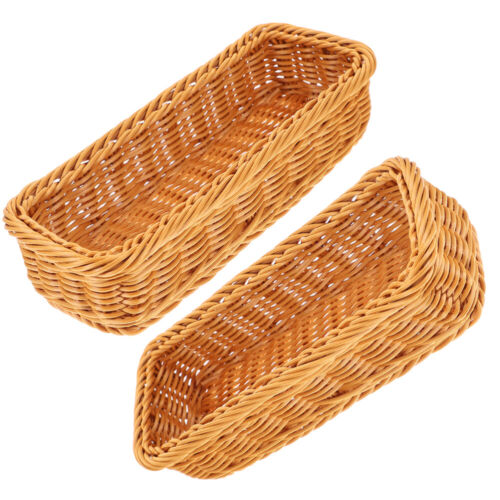 2pcs Woven Cutlery Storage Basket Tabletop Cutlery Basket Sundries Storage