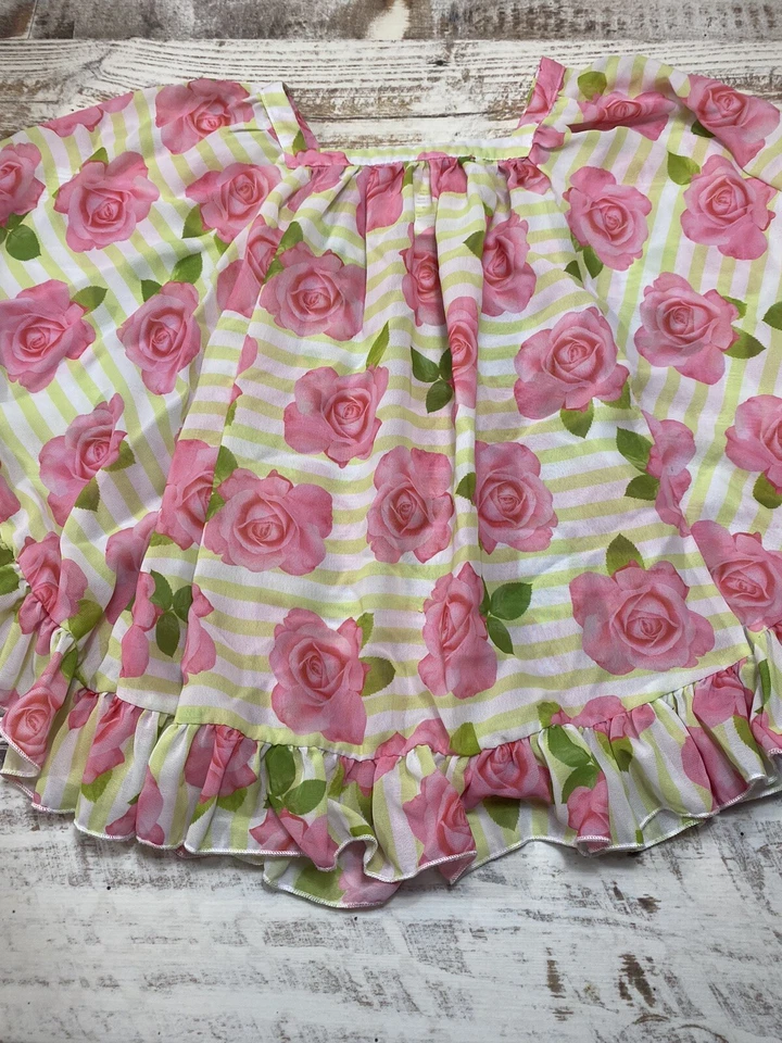 Traje de baño Kate Mack niñas rosa verde rosas rayas talla 6X Foto 2 de 4