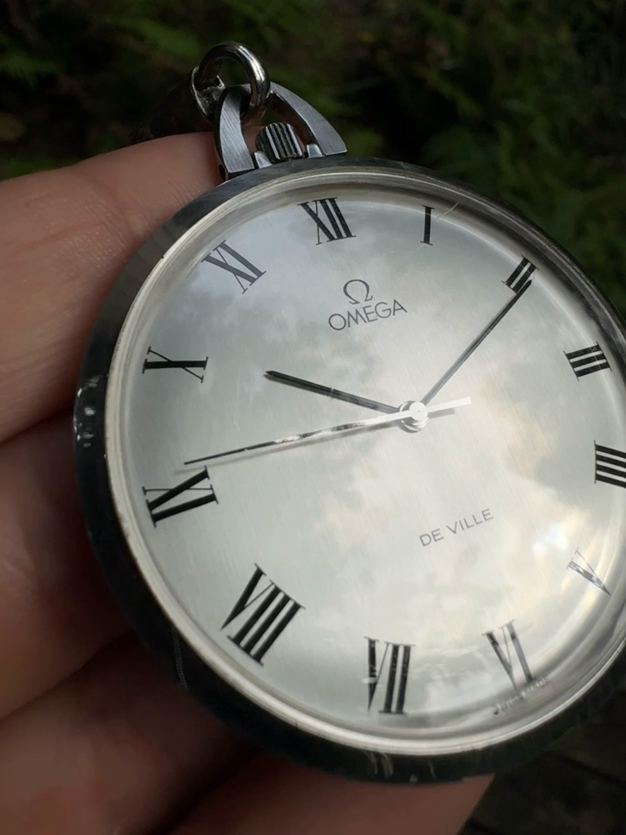 Omega DeVille 131-1746 Pocket Watch Stainless Steel Mint Fob Pouch