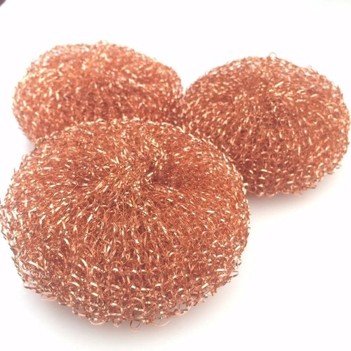 Pack of 3 Copper Coated Scourer Heavy Duty Kitchen Pots Pans Scrubber Cleaner - Picture 2 of 8