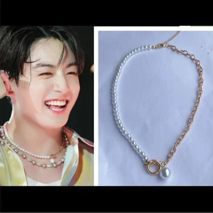 Half pearl 2024 and chain necklace