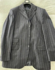Italian Designer Wool MultiColor PinStripe Blue Slim Suite Size 44