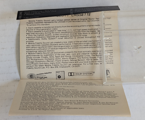 Eagles Hotel California MFSL Mobile Fidelity Sound Lab CASSETTE C-126 1984 RARE - Picture 22 of 22