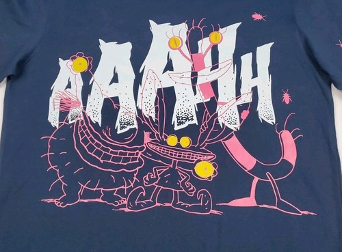 Nickelodeon AAAHH Real Monsters Double Sided Graphic T-Shirt Sz L Navy Blue - Picture 2 of 11