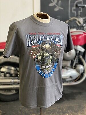 Harley-Davidson T-Shirt Backside Veteran US Flag Eagle Motorcycle Biker Gift