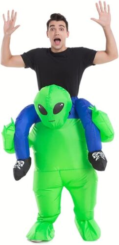 Adult Large Green Inflatable Alien Costume with Powerful 30s Fan - Fun Wear - Picture 3 of 6