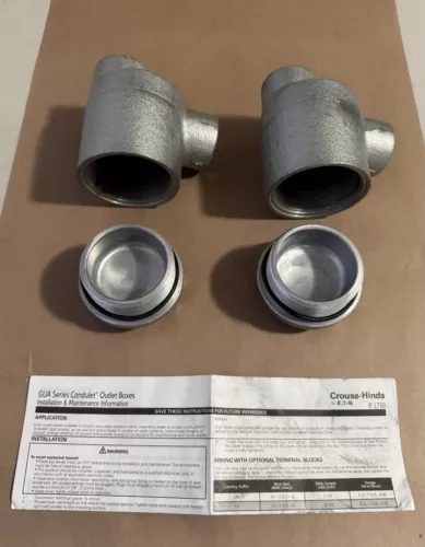2 Pack Eaton Crouse Hinds GUAB24 With O Ring Gasket And Ground Screw 3/4"