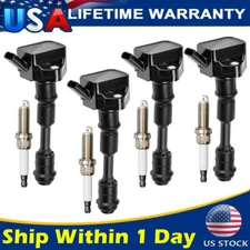4 Pack Ignition Coil + Spark Plug For Volvo S60 S90 V90 V60 XC70 XC60 2.0L UF756
