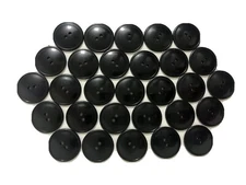 Black Slightly Rounded Round 2-Hole Buttons w/ Raised Edge 23mm Lot of 10 B111