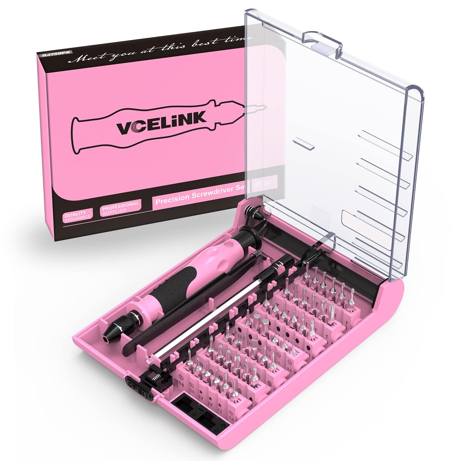 Upgraded 45-in-1 Pink Precision Screwdriver Set with Case