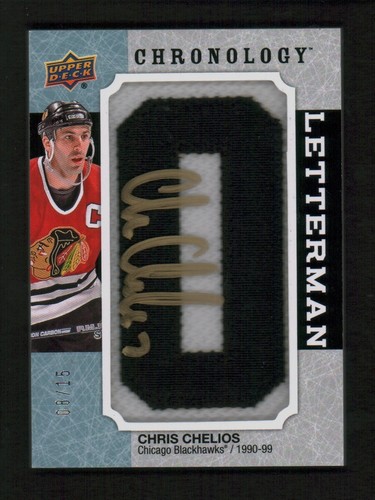 2018-19 Chronology Letterman Patches Autographs #L-CH-CC Chris Chelios /15
