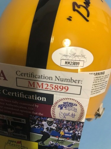 BULLET BILL DUDLEY SIGNED MINI HELMET HOF 1966 INSC PITTSBURGH STEELERS JSA - Picture 3 of 3
