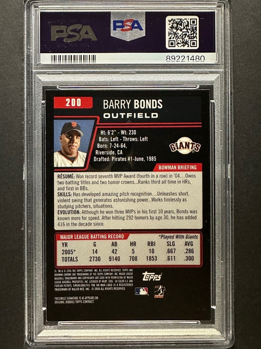 2006 Bowman Chrome Barry Bonds #200 NM-MT 8 | eBay