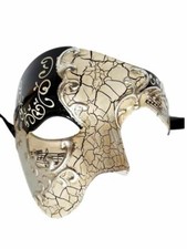 Men's Phantom Music Black Silver Large Mardi Gras Masquerade Elegance Mask
