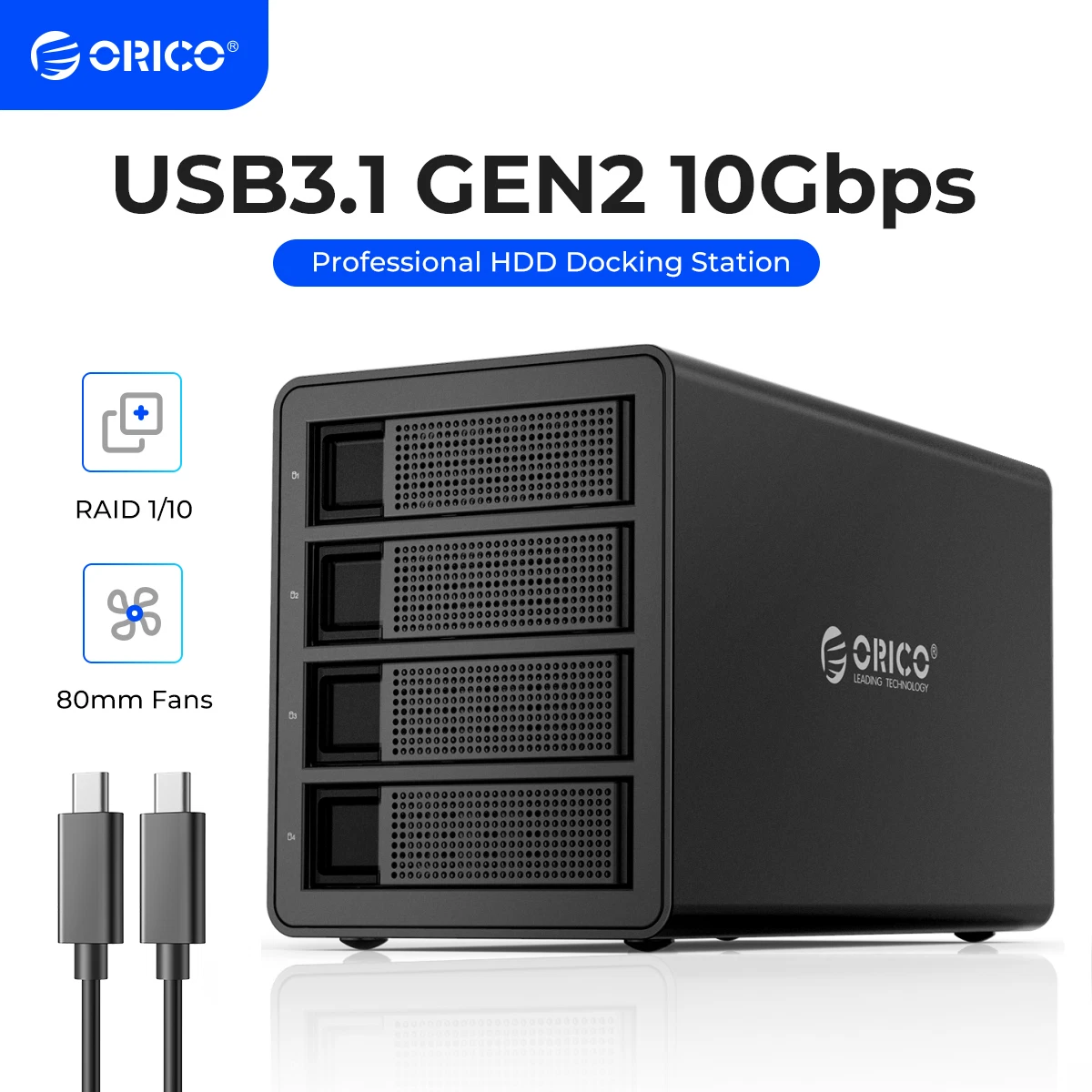 ORICO Bay Hard Drive Enclosure Daisy Chain 10Gbps Type-C HDD