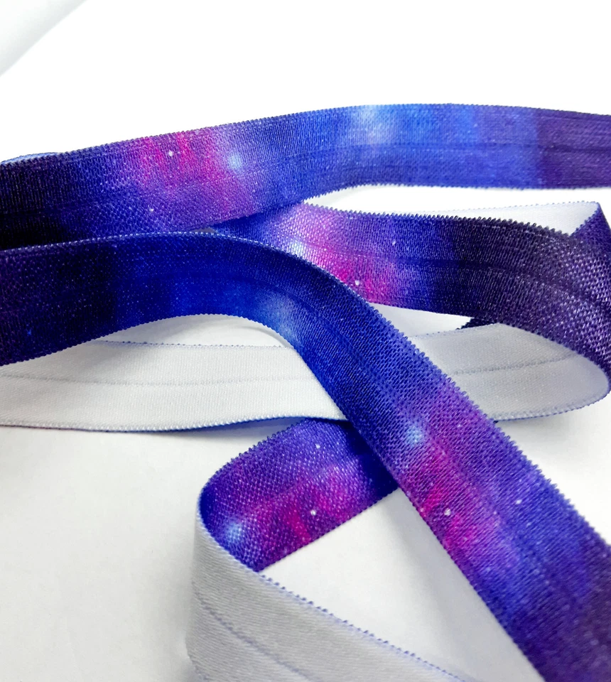 1m x 15mm rebate rubber rolling ribbon binding elastic satin RAINBOW & ASTRAL - Image 3 of 4