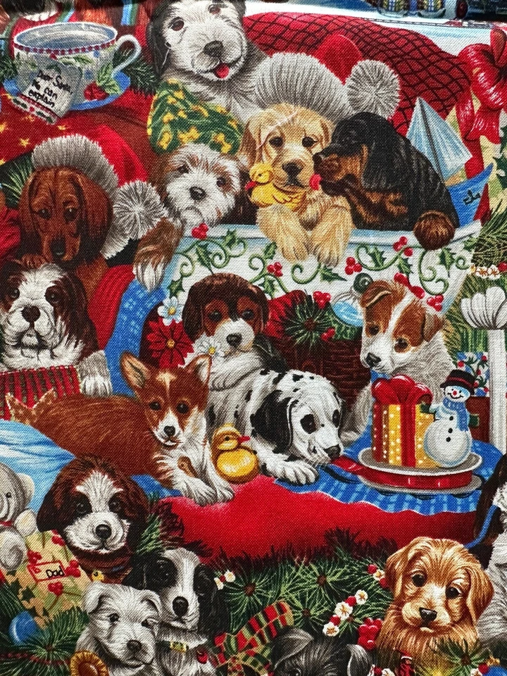 Tela canina para perro cachorro de 1 yarda Jenny Newland #5867 galletas Santa sombrero trenes Navidad Foto 4 de 4