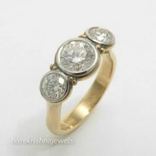 14K 2-Tone Gold Over 2.41CT Round Cut Lab-Created Diamond 3-Stone Wedding Ring