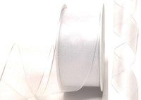 0,28€/M) Schleifenband 25M X 40Mm Weiß Organza Mit Draht Dekoband Organzaband