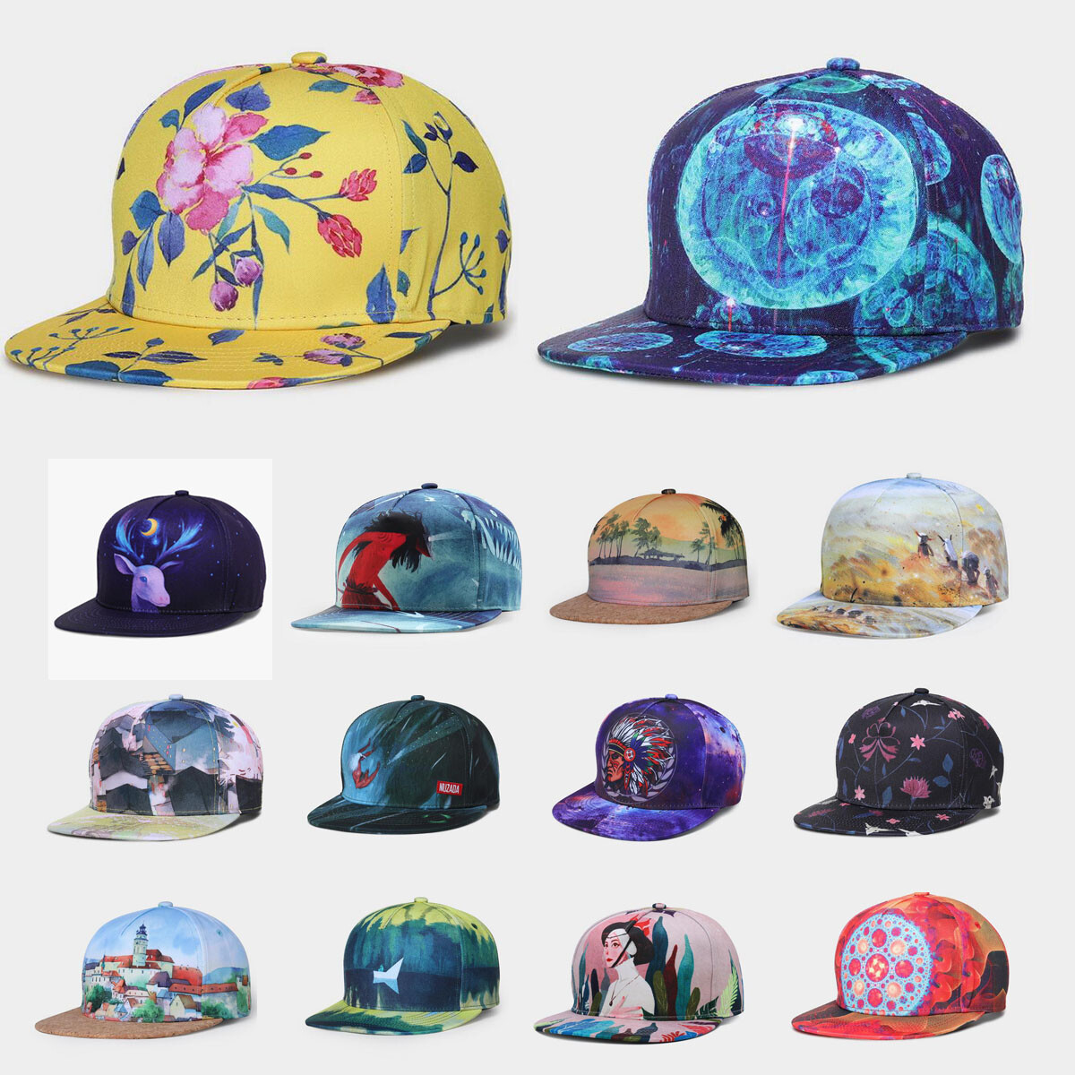 Fashion Unisex Adjustable 3D Print Bboy Baseball Cap 