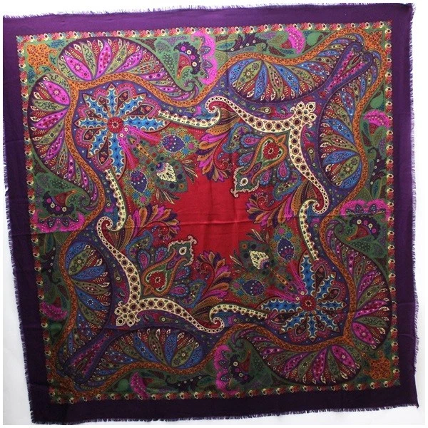 Grande écharpe étole GUCCI motif cachemire violet multicolore