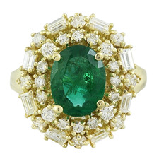 4.25Ct Natural Emerald Diamond 14K Solid Yellow Gold Ring