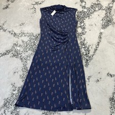 Talbots Dress Womens Size 10P Blue Fit & Flare Matte Jersey Dress Ditsy Paisley