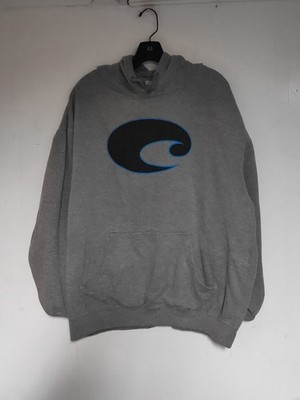 Costa Del Mar Mens XXL 2XL Hoodie Sweatshirt Gray Black Wave with Blue  Pullover