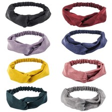 Women's Criss Cross Silk Satin Headbands Elastic Twisted Head Wrap Knotted Hair