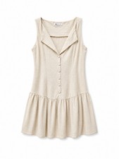 ASOS Beige Sleeveless Mini Dress with Button Front