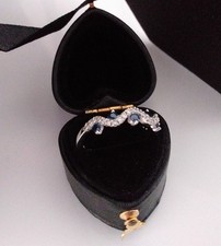 9ct White Gold Half Eternity UK Ring Size 0 Blue & White Stones 1.8 grams