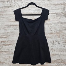 FREE PEOPLE Mambo Off Shoulder Side Pockets Little Black Dress sz S Gothic Fairy