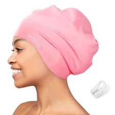Extra Large Swim Cap for Braids and Dreadlocks, Silicone Swimming Pool Cap fo...