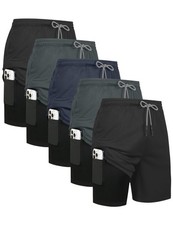 5 Pack Mens 2 in 1 Running Shorts with Liner, Quick Dry Workout Training Gym ...