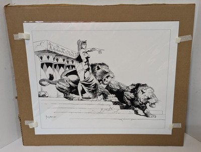 Frank Frazetta Cleopatra Pen and Ink Textured Art Print 20'' x 16'' Sci-Fi Fantasy