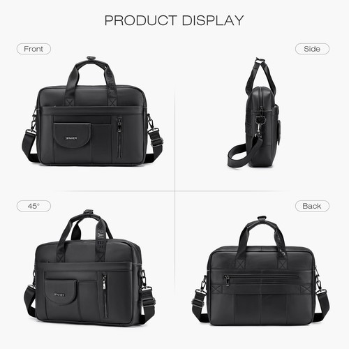 Sacoche Ordinateur Homme Cuir 156 Pouces Porte Document Cartable Homme Cuir S... - Photo 7/7