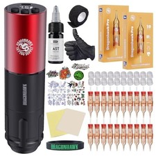 Dragonhawk A1 Tattoo Gun Full Kit Complete Tattoo Machine Cartridge Needles