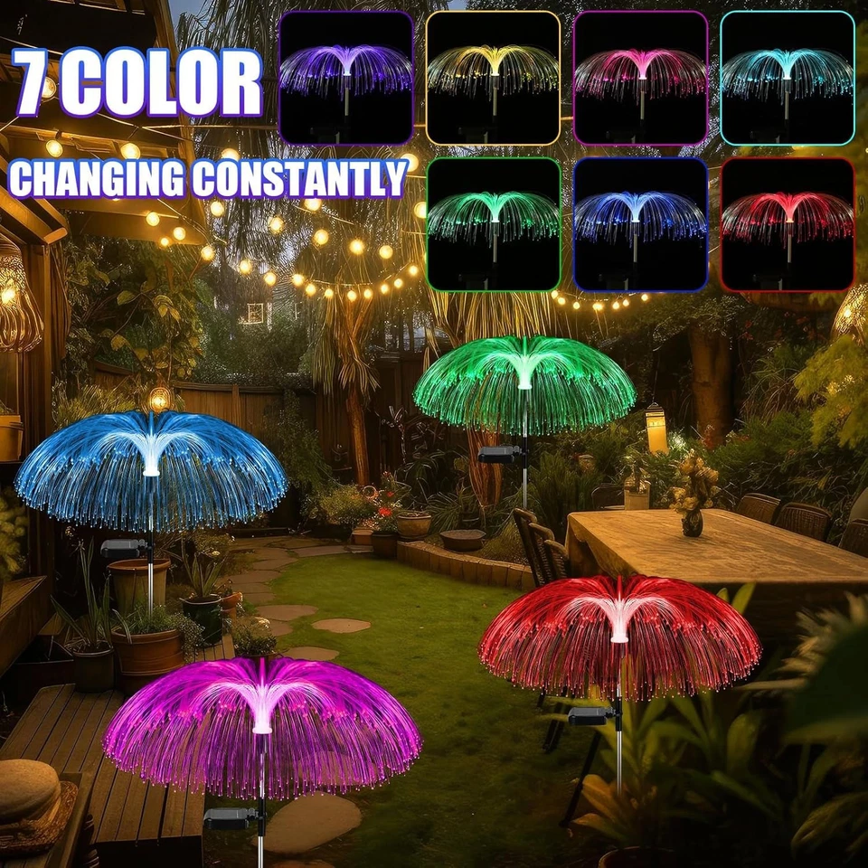 2x Solarlampen für Außen Garten Qualle mit Farbig LED Solarleuchten Garten Deko - Bild 2 von 4